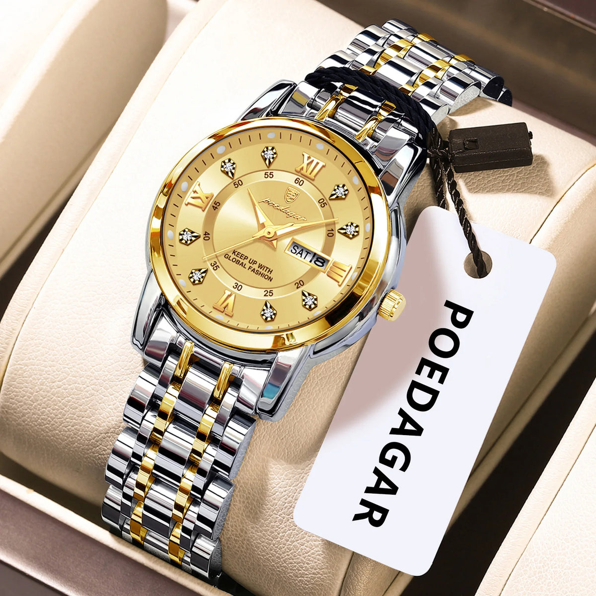 Poedagar 769 Women's Luxury Quartz Watch – Stainless Steel Band, Waterproof, Luminous, Date
