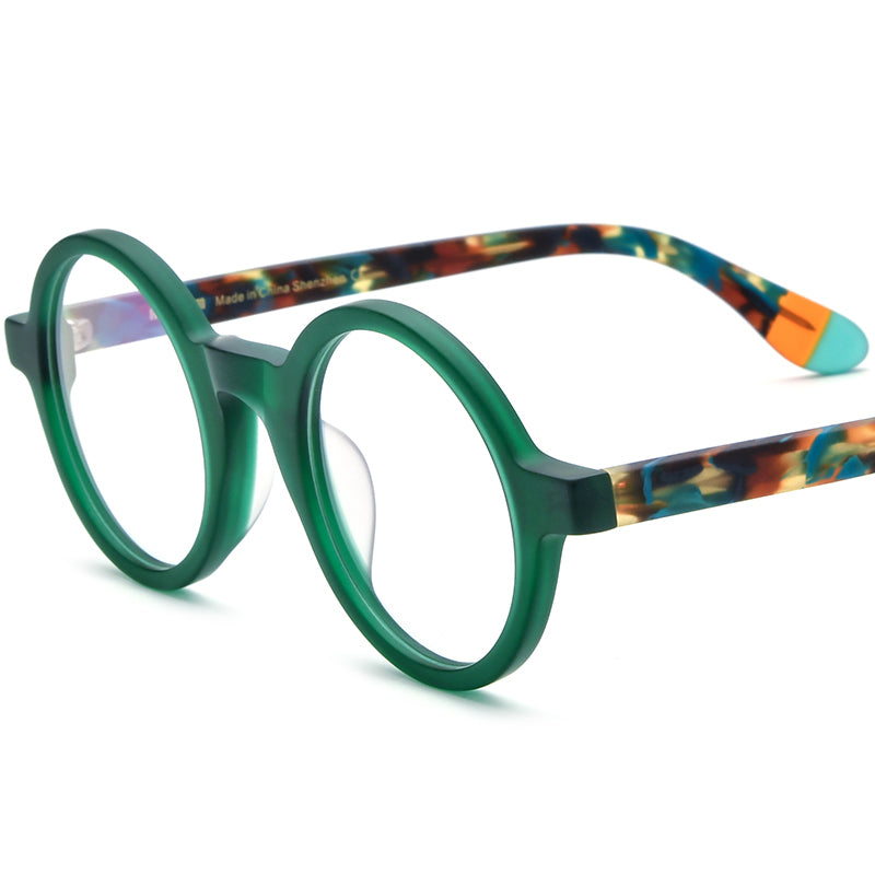 Retro Round Acetate Optical Glasses Frame - MCROONS - Matte Green