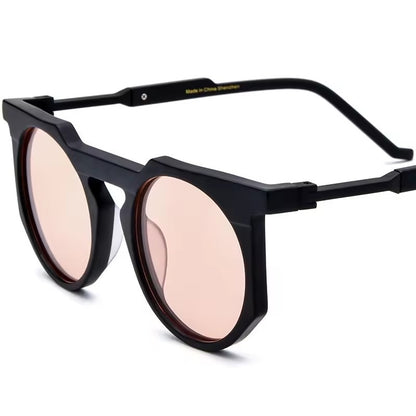 Retro Vintage Round Matte Acetate Polarized Sunglasses UV400 - Black - MCROONS