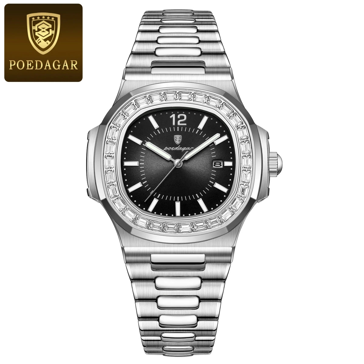 Poedagar 918 Men's Luxury Quartz Watch – Stainless Steel Band, Waterproof, Luminous, Date