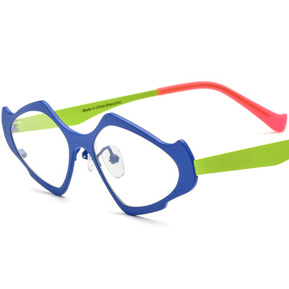 Colourful Titanium Cat Eye Optical Glasses Frame Retro - Blue Green - MCROONS
