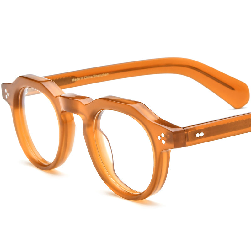 Vintage Thick Round Acetate Optical Glasses Frame - MCROONS - Yellow