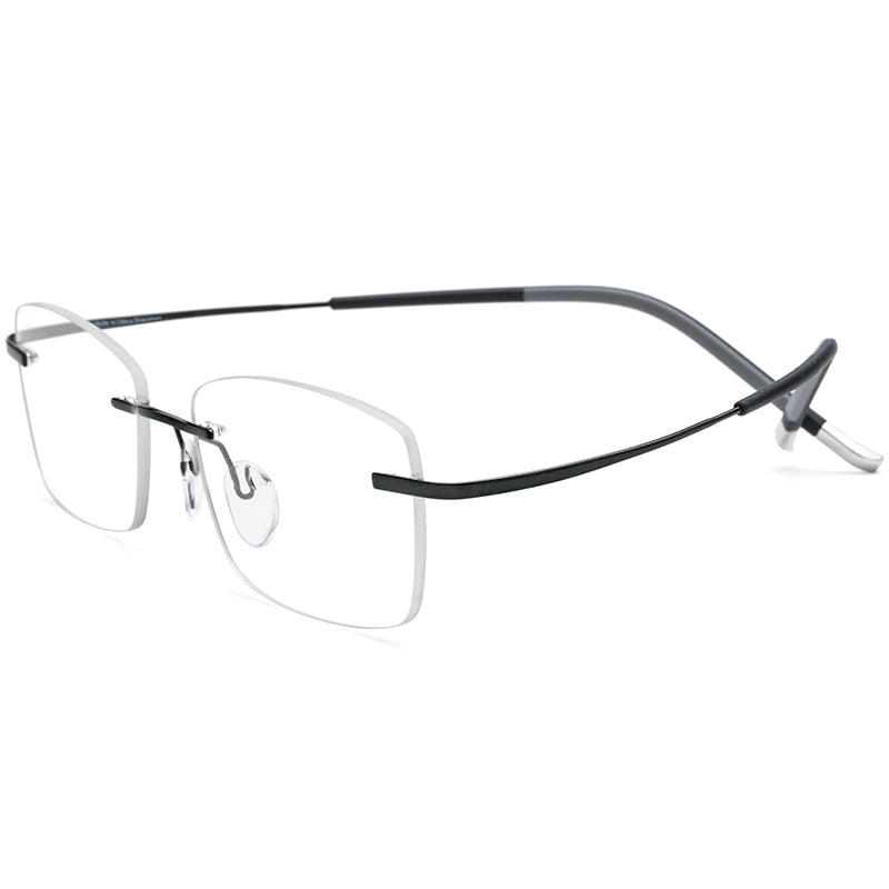 New Brand Design Titanium Frameless Square Optical Glasses - Black - MCROONS