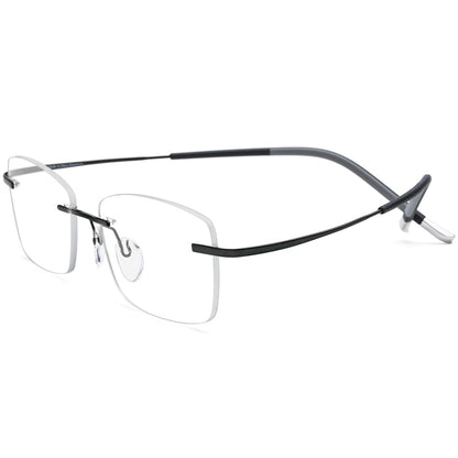 New Brand Design Titanium Frameless Square Optical Glasses - Black - MCROONS