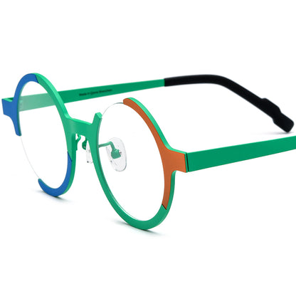 Colourful Titanium Round Optical Glasses Frame Retro - Matte Light Green - MCROONS