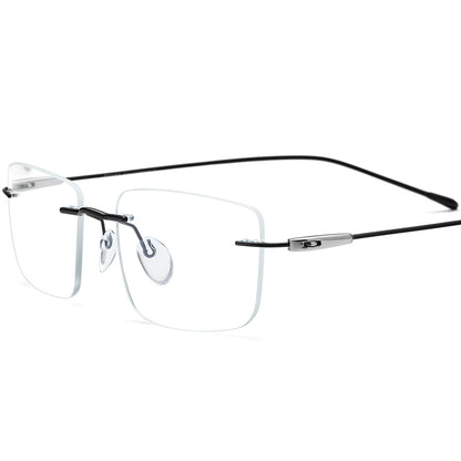 Frameless Square Titanium Optical Glasses - Black - MCROONS