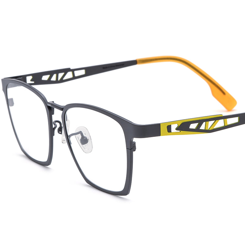Colourful Titanium Square Optical Glasses - Grey - MCROONS