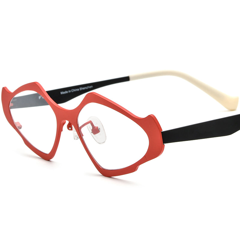 Colourful Titanium Cat Eye Optical Glasses Frame Retro - Red Black - MCROONS