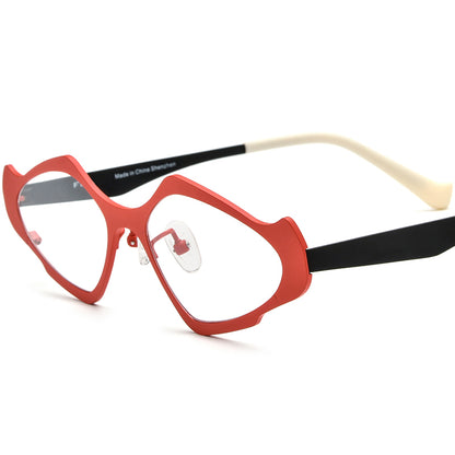 Colourful Titanium Cat Eye Optical Glasses Frame Retro - Red Black - MCROONS