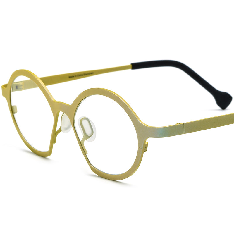Titanium Cat Eye Optical Glasses Frame Retro - MCROONS - Yellow