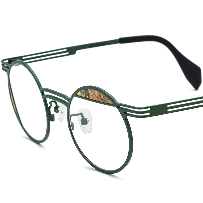 Ultralight Titanium Round Optical Glasses - Green - MCROONS