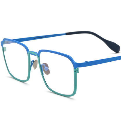 Titanium Square Optical Glasses Frame Two-Tone Retro - MCROONS - Matte Blue Cyan