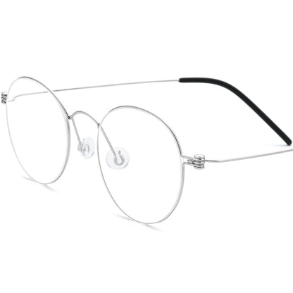Titanium Round Optical Glasses Screwless - Silver - MCROONS