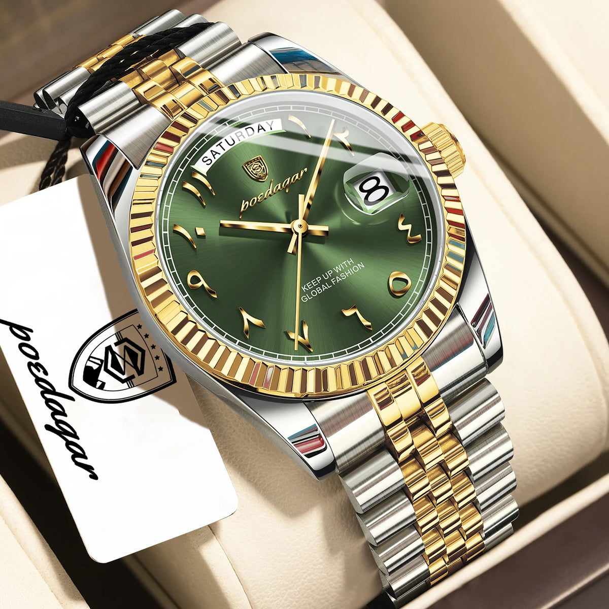 Poedagar 845 Men's Luxury Quartz Watch – Stainless Steel Band, Waterproof, Date