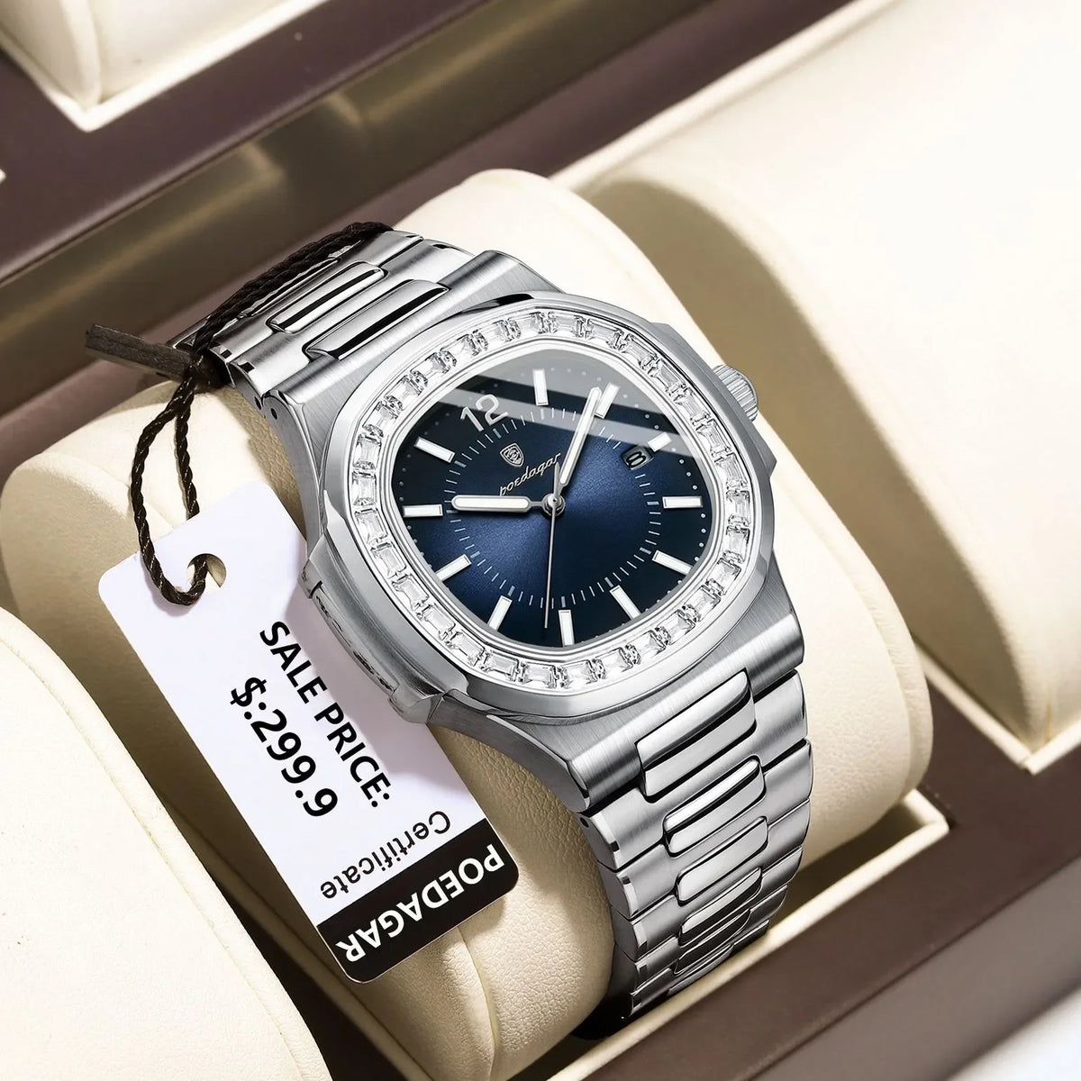 Poedagar 918 Men's Luxury Quartz Watch – Stainless Steel Band, Waterproof, Luminous, Date