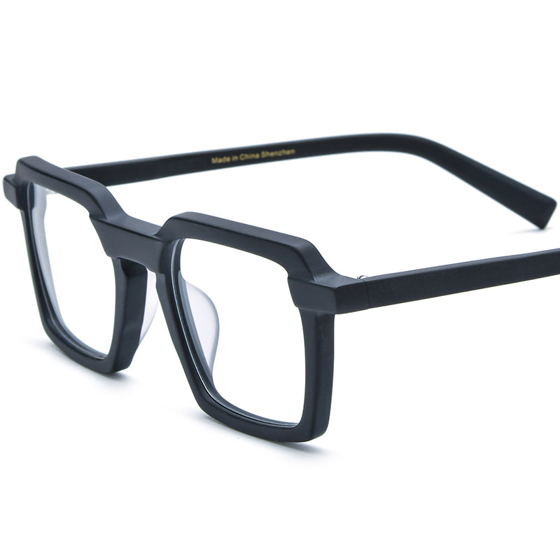 Fashion Multicolour Square Matte Acetate Optical Glasses Frame - Black - MCROONS