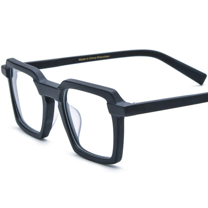 Fashion Multicolour Square Matte Acetate Optical Glasses Frame - Black - MCROONS