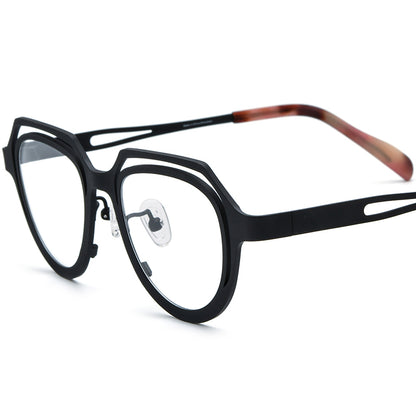 Colourful Titanium Cat Eye Optical Glasses Frame Fashion - Black - MCROONS