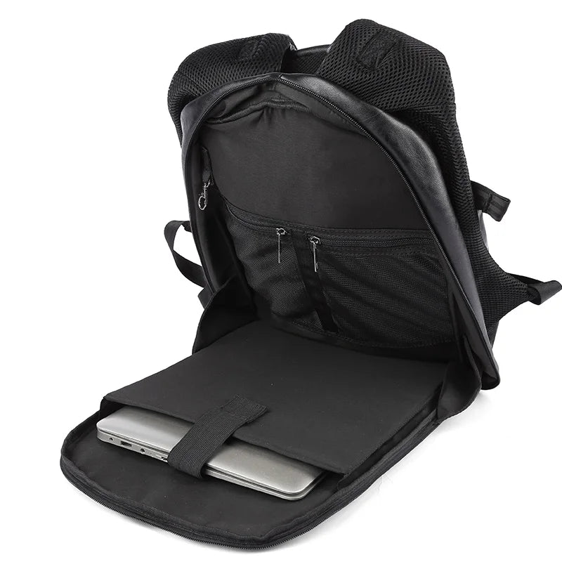 Causal Backpacks Black Waterproof Mochila anti Theft Travel Laptop PU Leather Backpack Bags for Men Business School