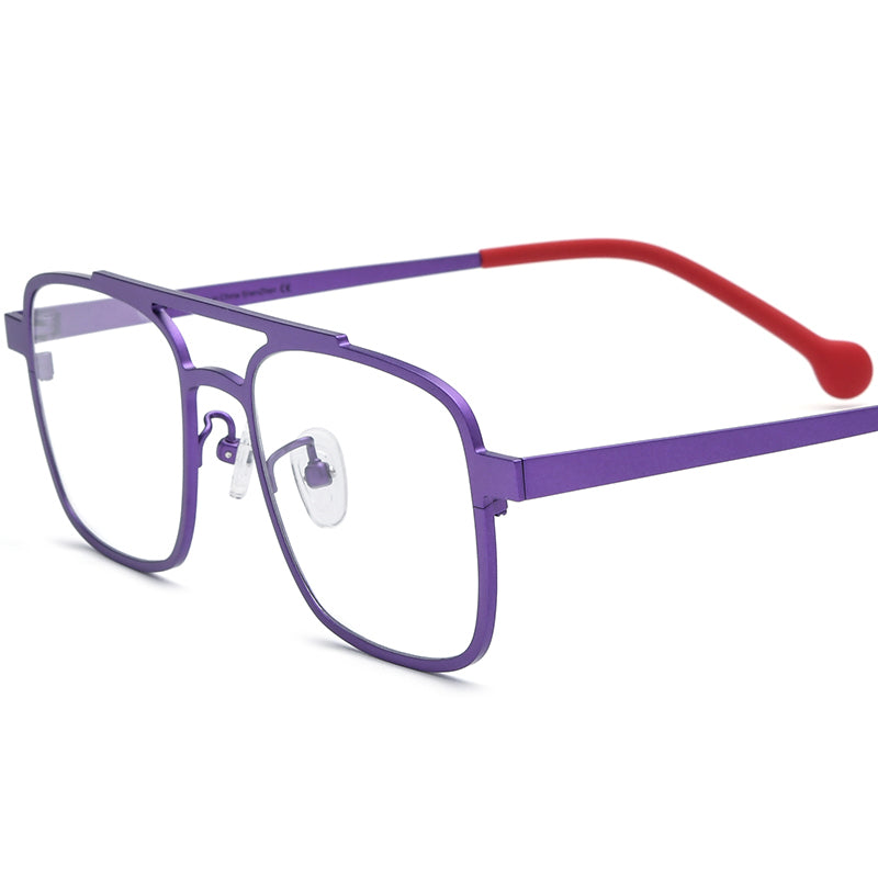 Titanium Aviator Optical Glasses Frame Retro Pilot - MCROONS - Matte Purple