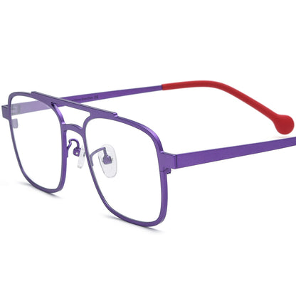Titanium Aviator Optical Glasses Frame Retro Pilot - MCROONS - Matte Purple