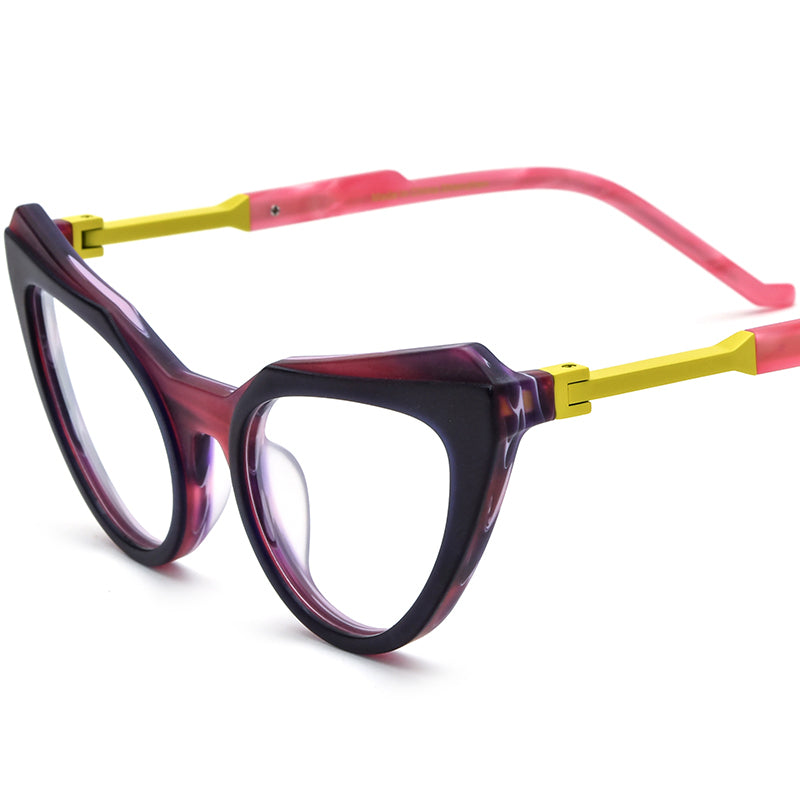 Retro Matte Acetate Cat Eye Optical Glasses Frame - Purple - MCROONS