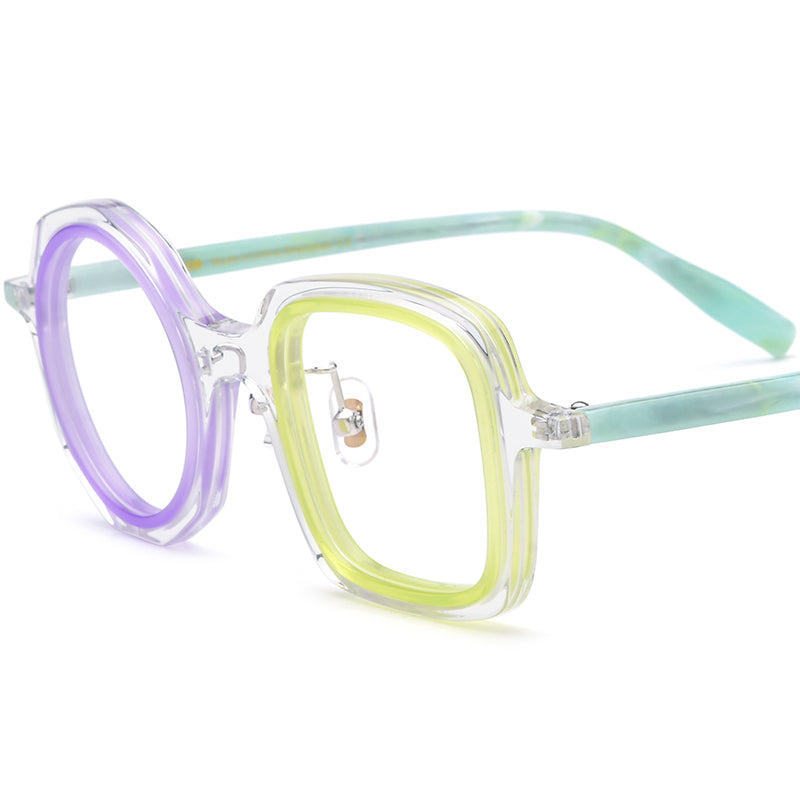 Retro Irregular Acetate Optical Glasses Frame - Transparent - MCROONS