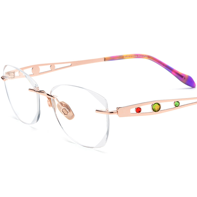 Wire Titanium Rimless Optical Glasses Fashionable - MCROONS - Rose Gold