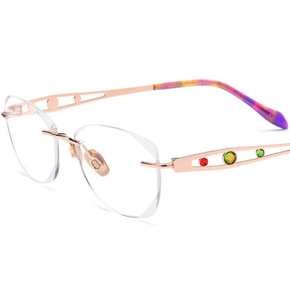 Wire Titanium Rimless Optical Glasses Fashionable - MCROONS - Rose Gold