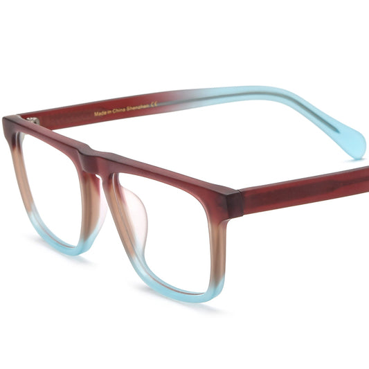 Vintage Multicolour Acetate Square Optical Glasses Frame - MCROONS - Matte Brown