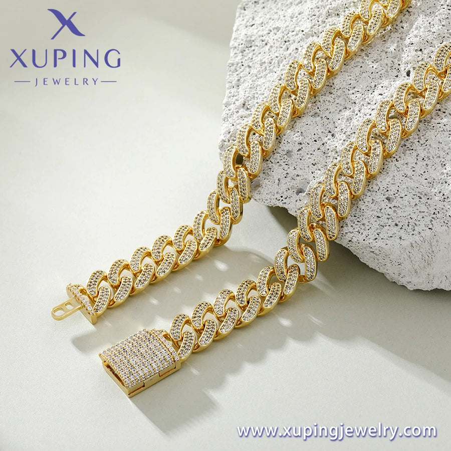 X000786012 Xuping Hip Pop Jhigh Quality Stainless Steel Diamonds Cuban Chain Bracelet Urban Jewelry Mens Cuban Link Bracelet