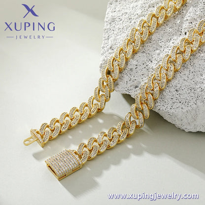 X000786012 Xuping Hip Pop Jhigh Quality Stainless Steel Diamonds Cuban Chain Bracelet Urban Jewelry Mens Cuban Link Bracelet