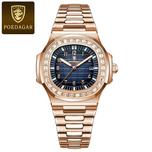 Poedagar 925 Men's Luxury Quartz Watch – Stainless Steel Band, Waterproof, Luminous, Date