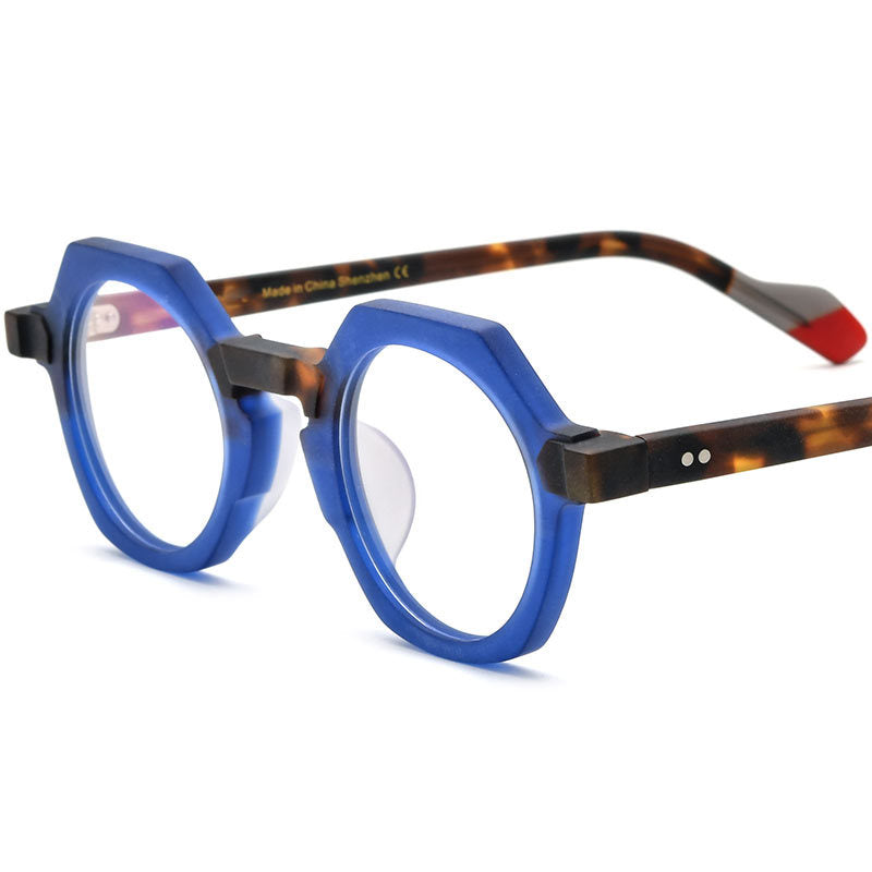 Retro Octagon Acetate Optical Glasses Frame - Blue - MCROONS