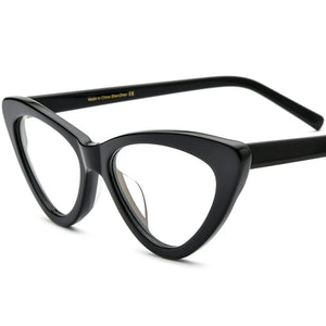 Designer Cat Eye Acetate Optical Glasses Frame - Black - MCROONS