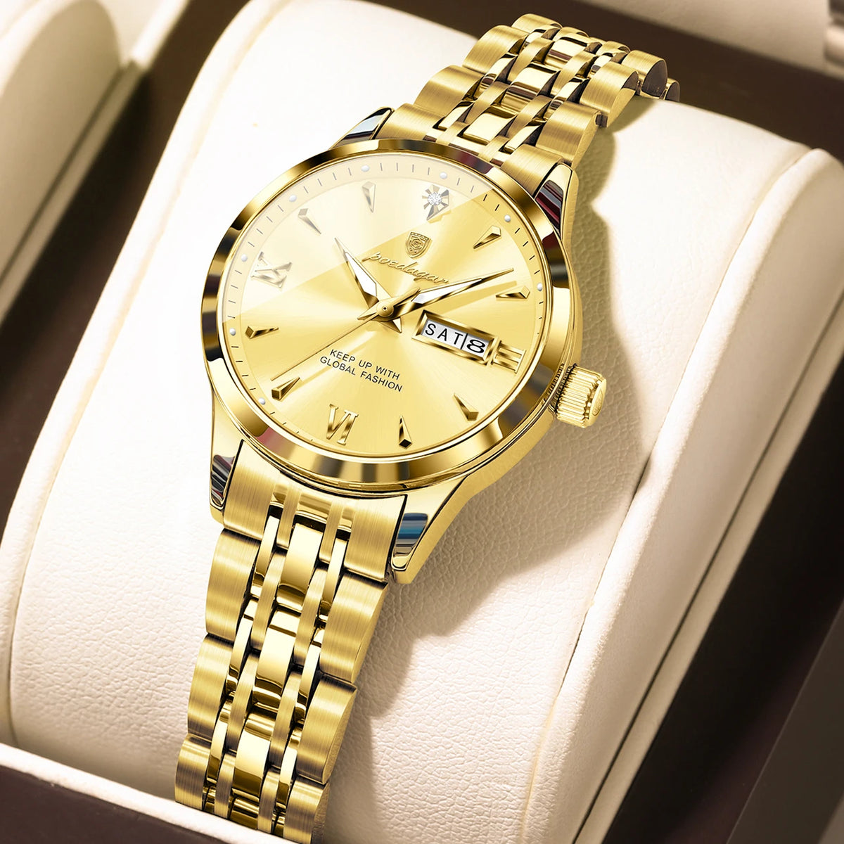 Poedagar 504 Women's Luxury Quartz Watch – Stainless Steel Band, Waterproof, Luminous, Date