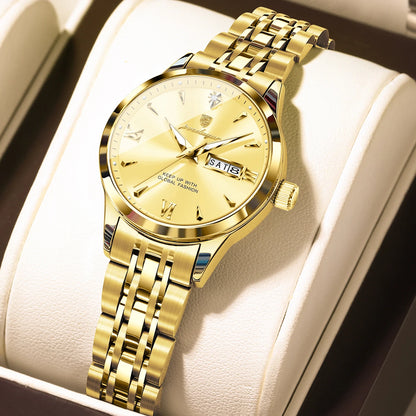 Poedagar 504 Women's Luxury Quartz Watch – Stainless Steel Band, Waterproof, Luminous, Date