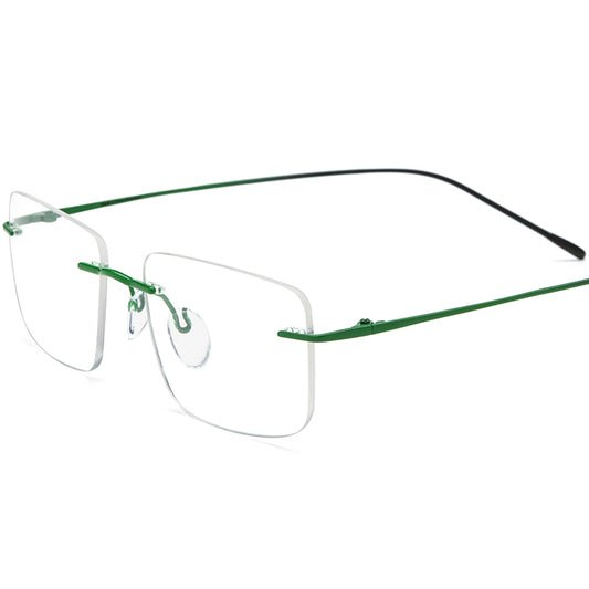 Titanium Square Optical Glasses Frame Rimless Ultralight - Green Gradient Black - MCROONS