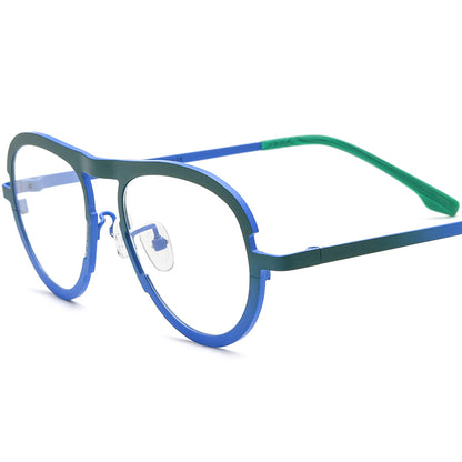 Colourful Titanium Pilot Optical Glasses Frame Retro - Matte Green Blue - MCROONS