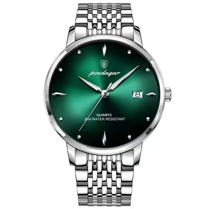 Poedagar 868 Men's Luxury Quartz Watch – Stainless Steel Band, Waterproof, Luminous, Date