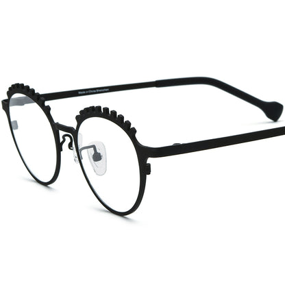 Colourful Titanium Cat Eye Optical Glasses Frame - Black - MCROONS