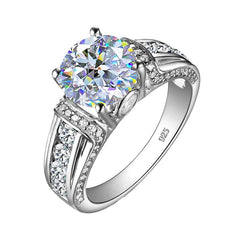 AKICE 925 Sterling Silver Moissanite Engagement Ring for Women Trendy Wedding Jewelry with Natural Diamond Accents