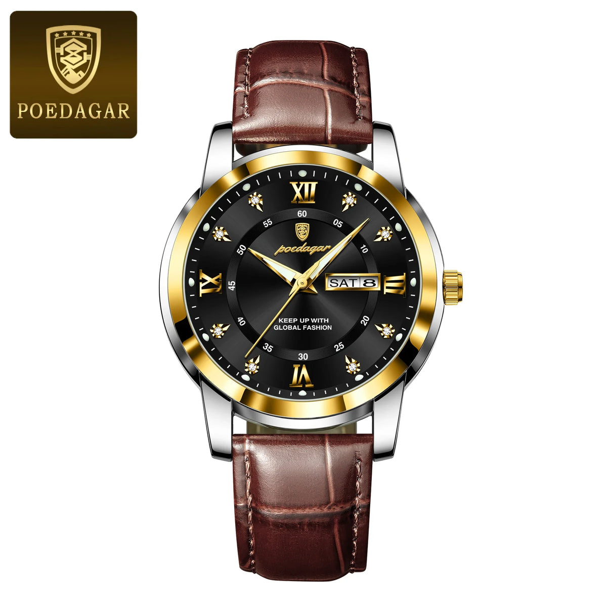 Poedagar 936 Men's Luxury Quartz Watch – Stainless Steel Band, Waterproof, Luminous, Date