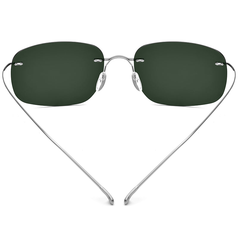 Rimless Titanium Square Polarized Sunglasses - MCROONS - back view