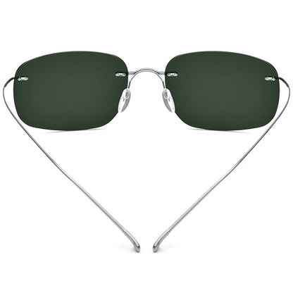 Rimless Titanium Square Polarized Sunglasses - MCROONS - back view