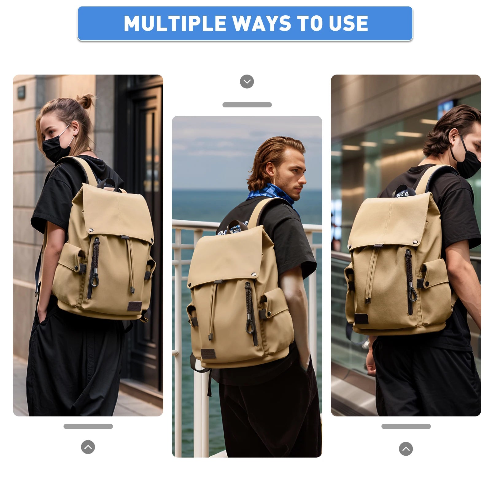 Classic Flap Laptop Backpack Bags for Men Casual Outdoor Anti-Theft Travel Backpack Bags