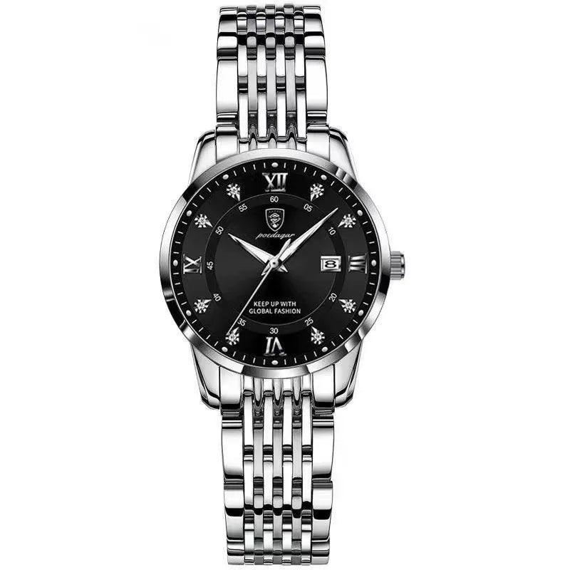 Poedagar 268 Women's Luxury Quartz Watch – Stainless Steel Band, Waterproof, Luminous, Date