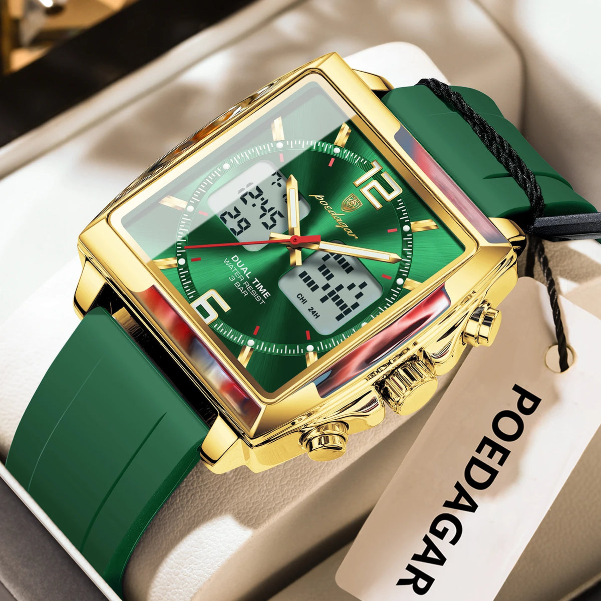 Poedagar E109 Men's Luxury Chronograph Quartz Watch – Silicone Strap, Waterproof, Luminous, Date