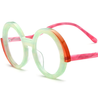 Multicolour Vortex Acetate Round Optical Glasses Frame Retro - Green - MCROONS