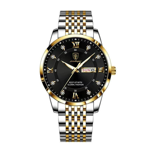 Poedagar 836 Men's Luxury Quartz Watch – Stainless Steel Band, Waterproof, Luminous, Date